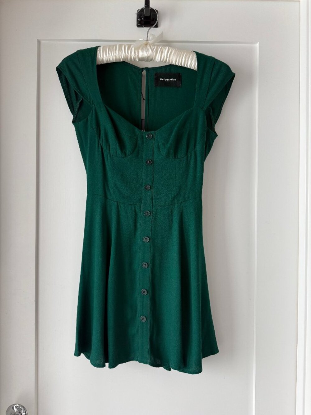 Reformation Cheri Dress Emerald Green Bustier Button Front Mini NWT Size 0